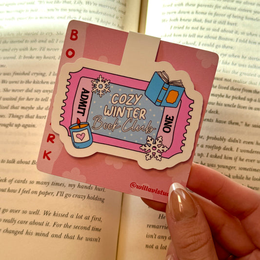 Cozy Winter Book Club Magnetic Bookmark