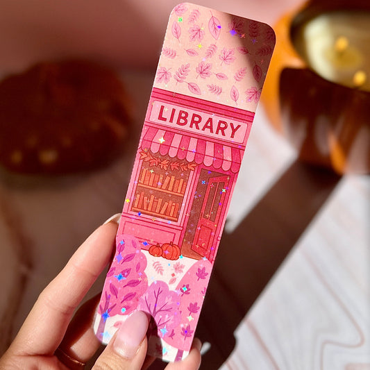 Little Pink Library Bookmark 🏠💕