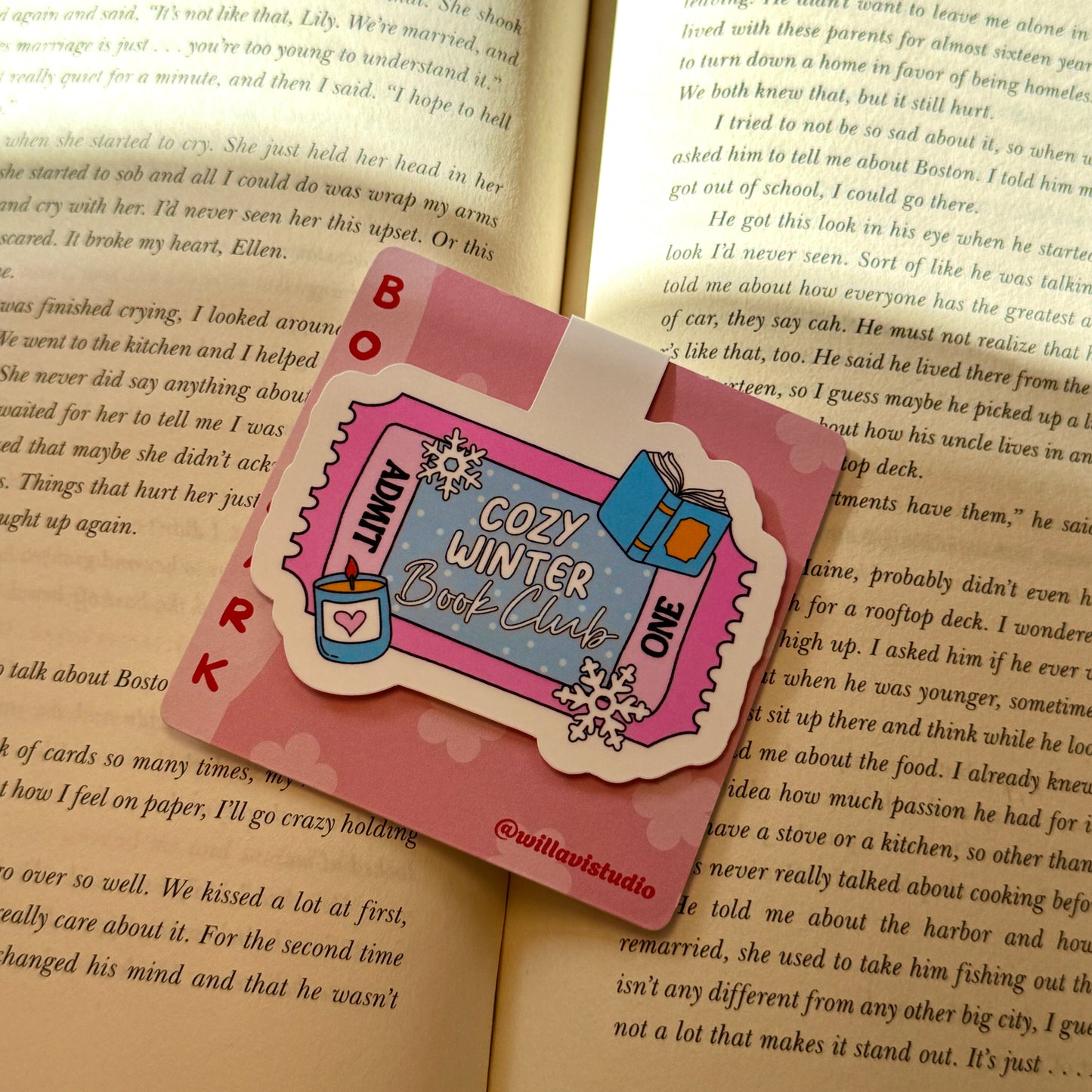 Cozy Winter Book Club Magnetic Bookmark