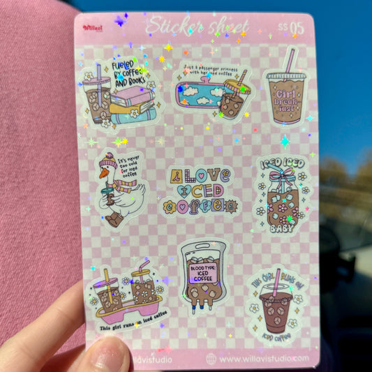 Iced Coffee Girl Sticker Sheet