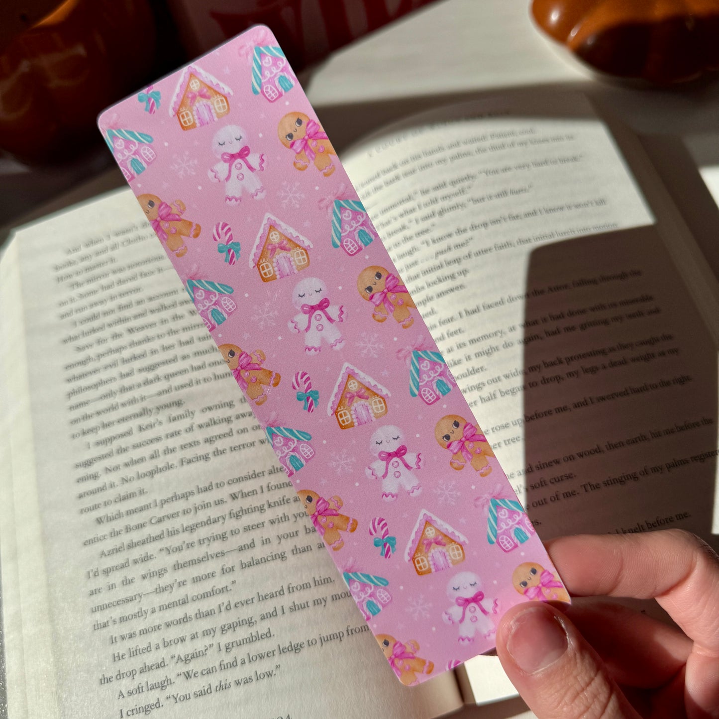 Pink Gingerbread House Bookmark