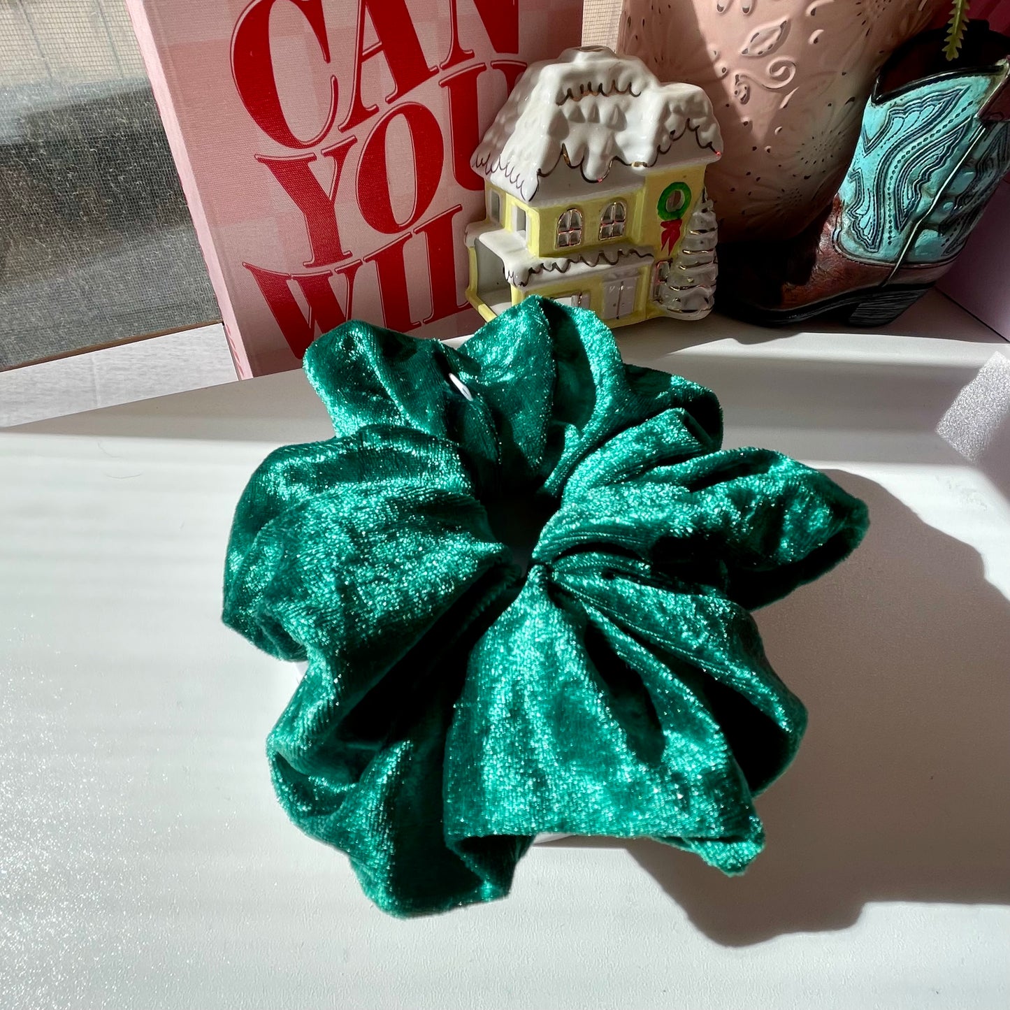 Evergreen Velvet Scrunchie