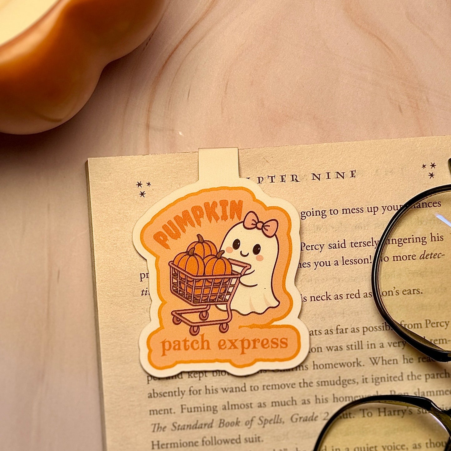 Pumpkin Ghost Express Magnetic Bookmark 🎃👻