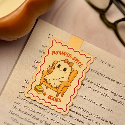 Pumpkin Spice Ghostie Magnetic Bookmark ☕👻