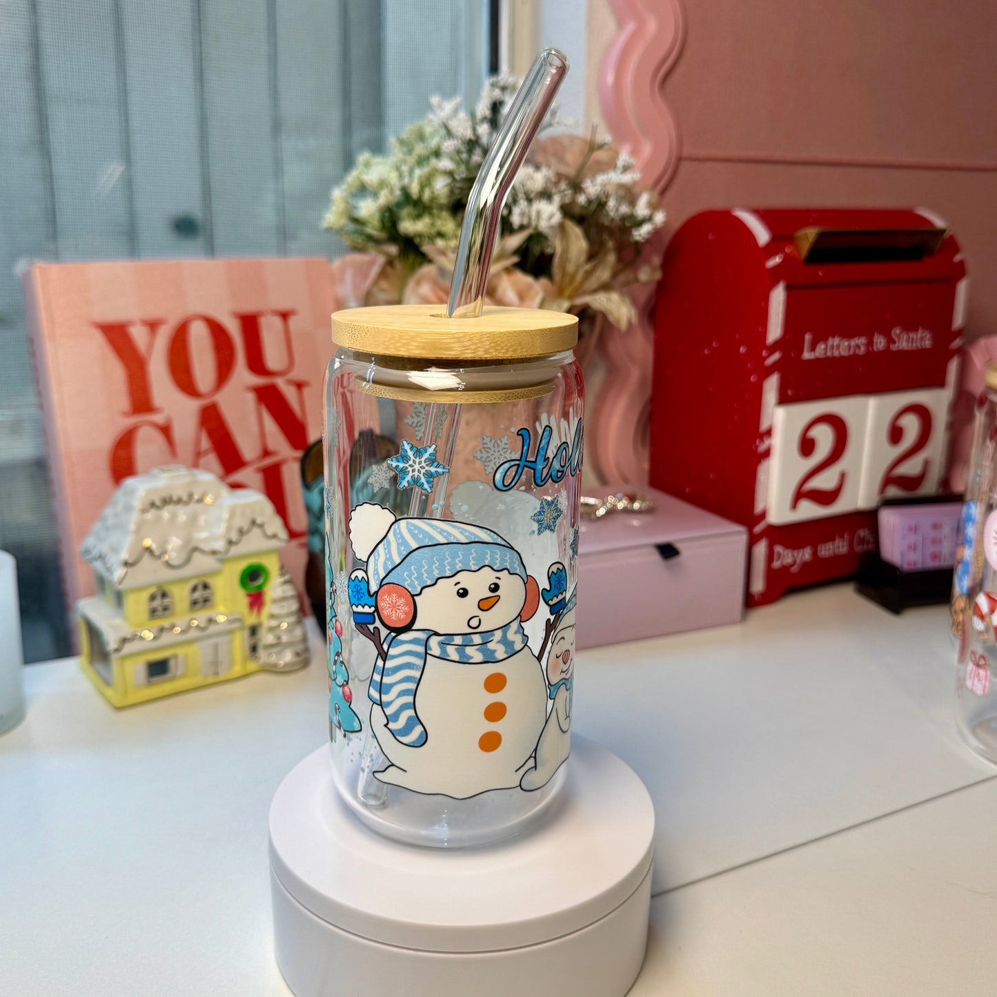 Frosty Friends Holiday Glass Cup