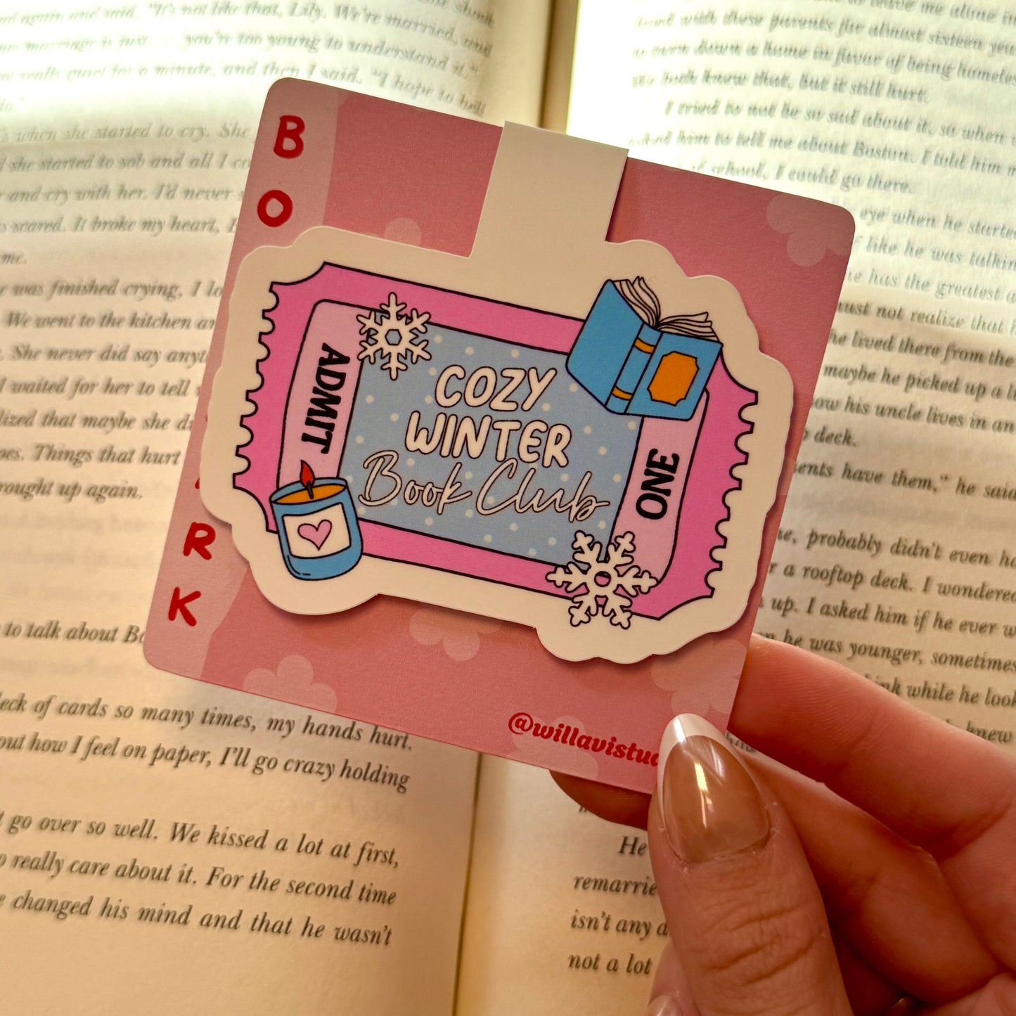 Cozy Winter Book Club Magnetic Bookmark