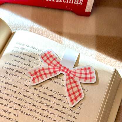Gingham Bow Magnetic Bookmark