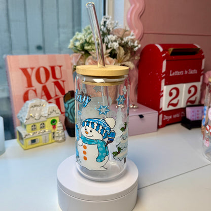 Frosty Friends Holiday Glass Cup