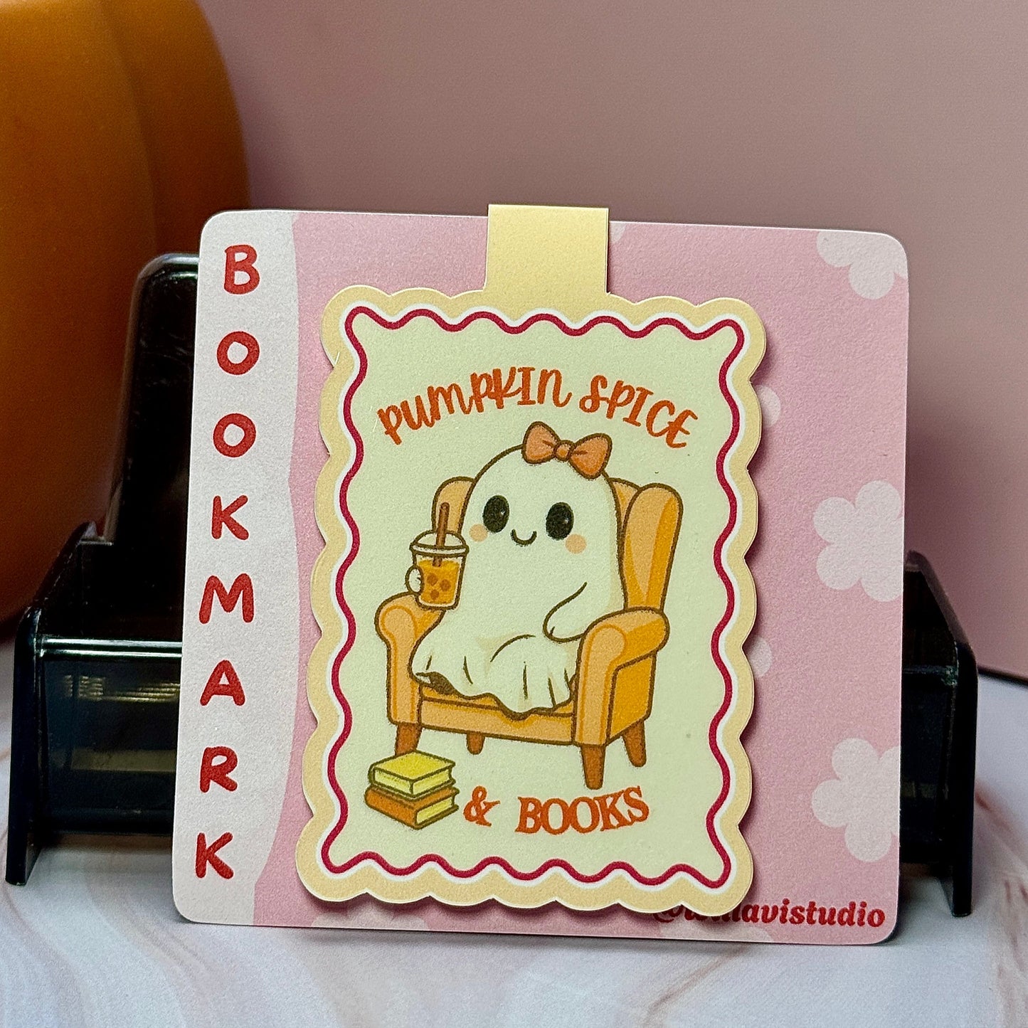 Pumpkin Spice Ghostie Magnetic Bookmark ☕👻