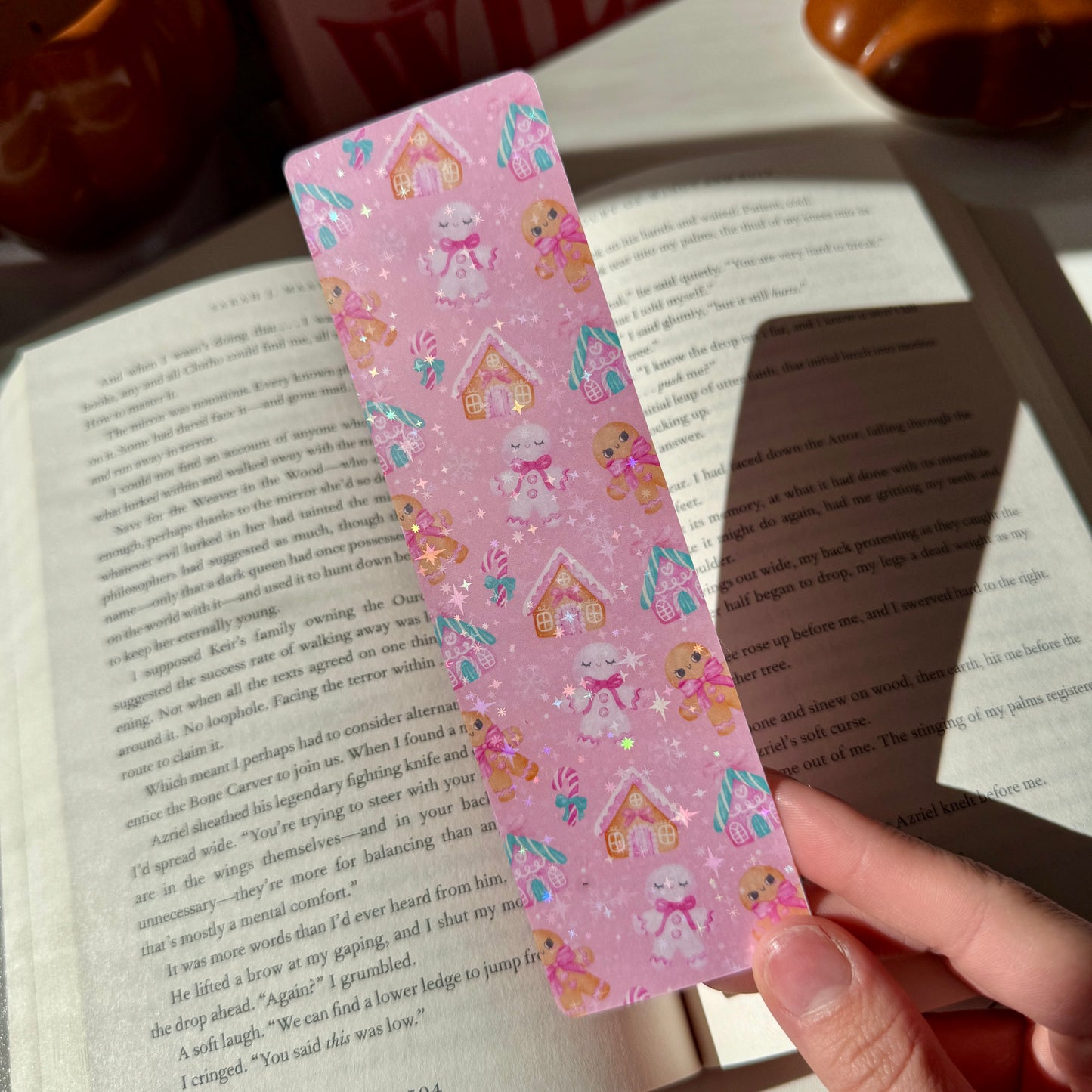 Pink Gingerbread House Bookmark