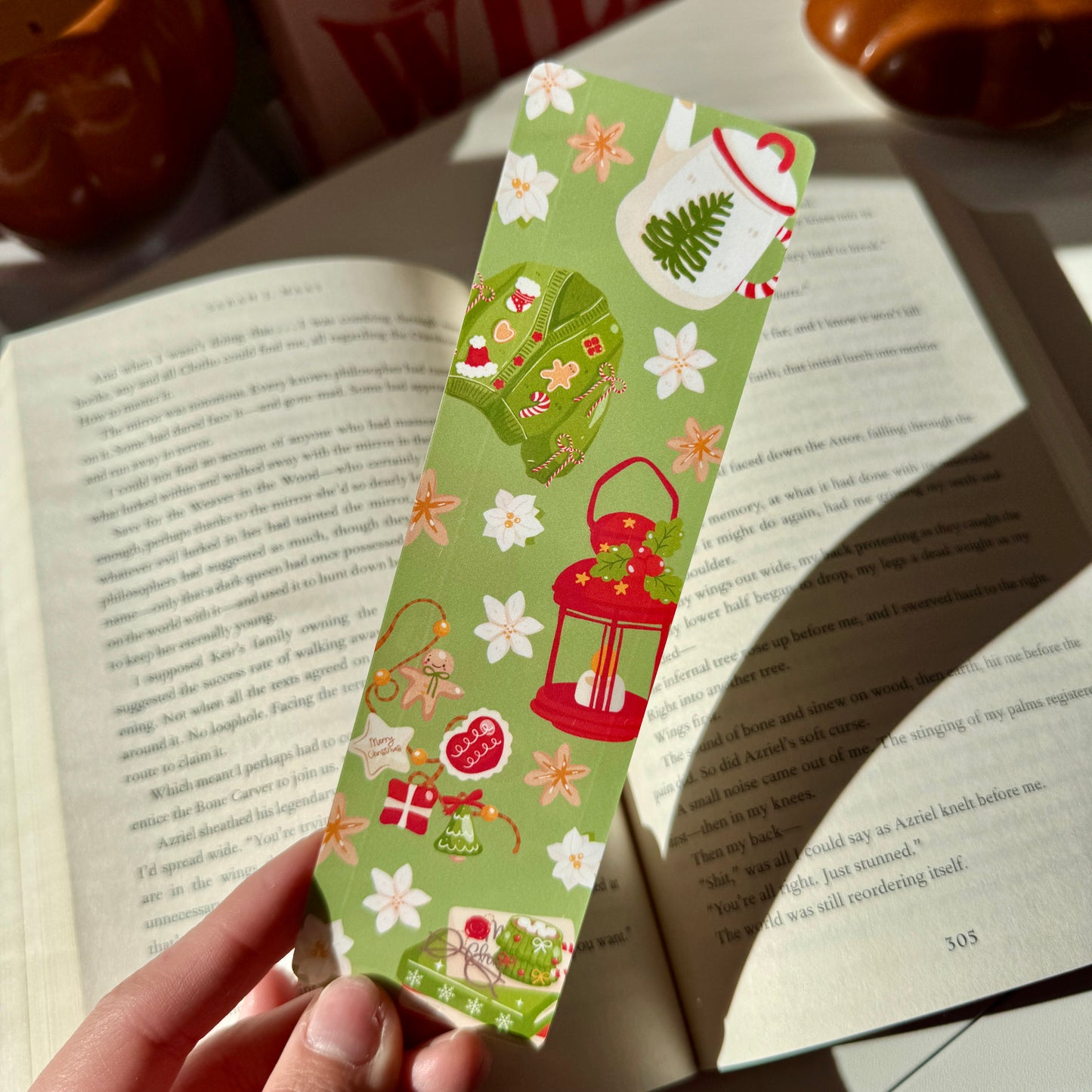 Cozy Green Christmas Bookmark