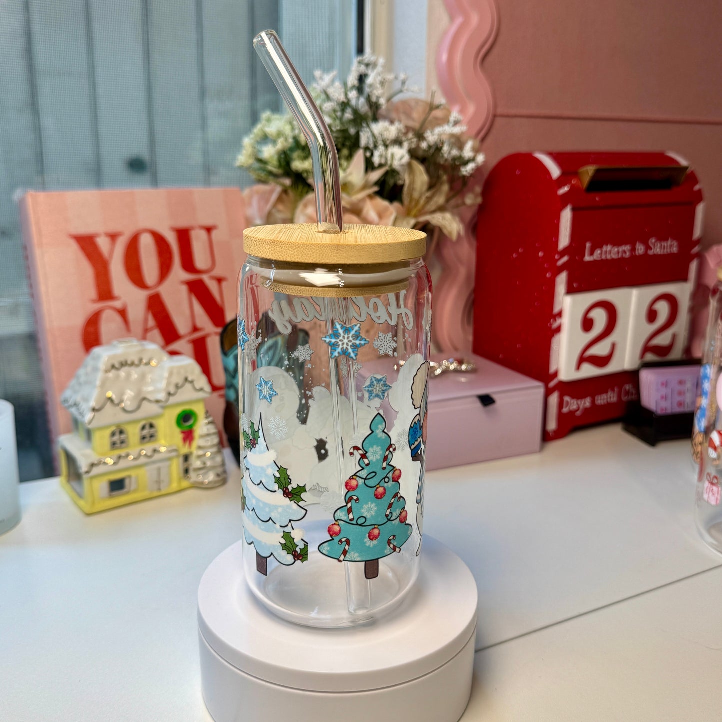 Frosty Friends Holiday Glass Cup