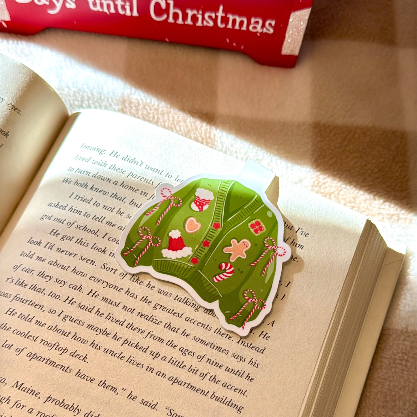Cozy Christmas Sweater Magnetic Bookmark