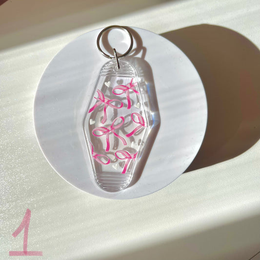 Clear Pink Spark Motel Keychain Collection