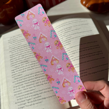 Pink Gingerbread House Bookmark