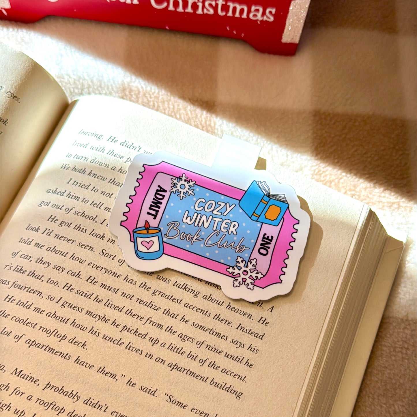 Cozy Winter Book Club Magnetic Bookmark