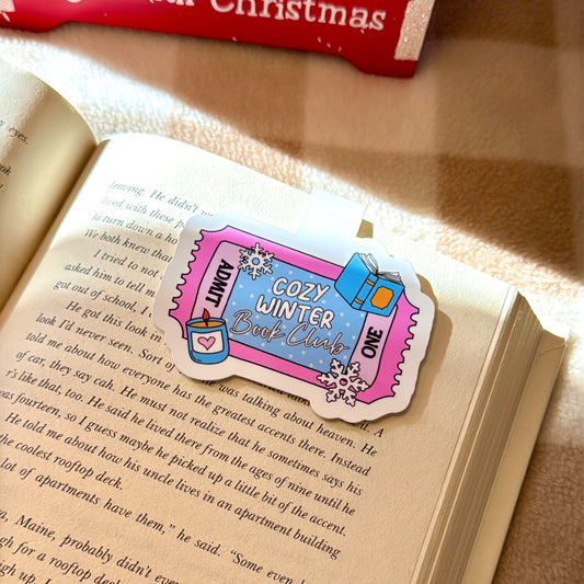 Cozy Winter Book Club Magnetic Bookmark