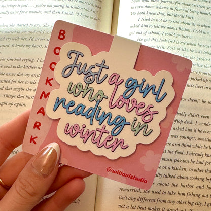 Just a Girl Who Loves Reading in Winter Magnetic Bookmark
