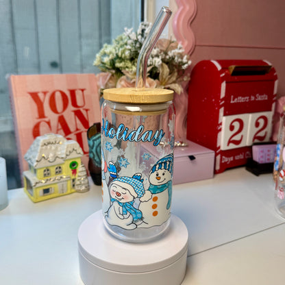 Frosty Friends Holiday Glass Cup