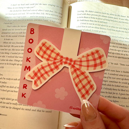 Gingham Bow Magnetic Bookmark