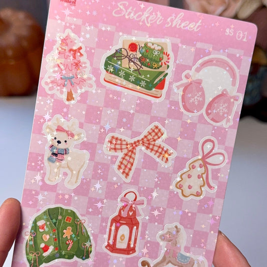 Cozy Christmas Holographic Sticker Sheet