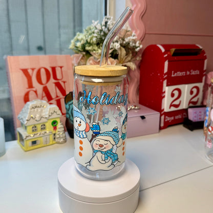 Frosty Friends Holiday Glass Cup