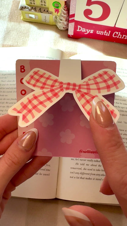 Gingham Bow Magnetic Bookmark