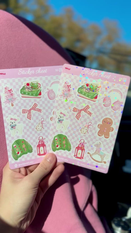 Cozy Christmas Holographic Sticker Sheet
