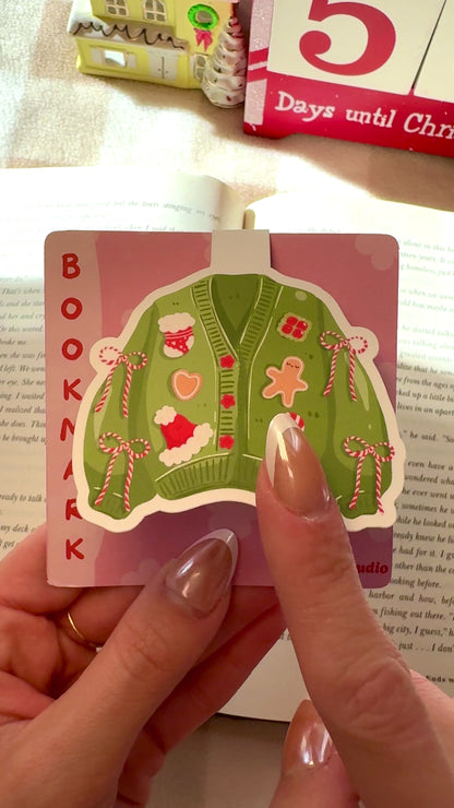 Cozy Christmas Sweater Magnetic Bookmark