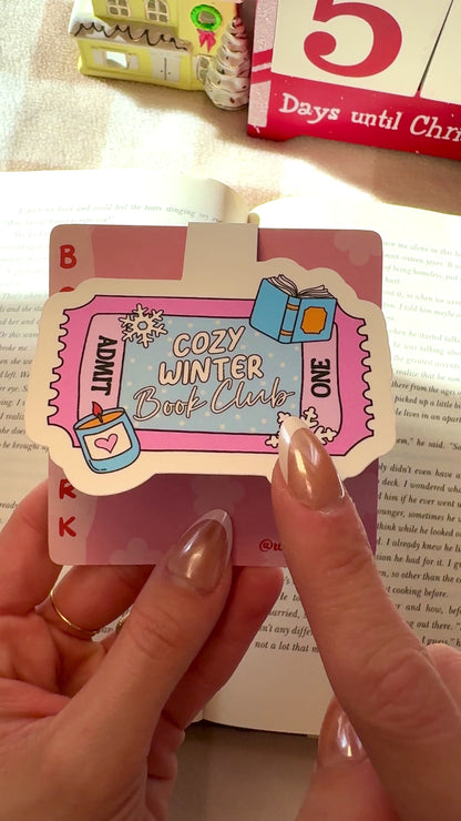 Cozy Winter Book Club Magnetic Bookmark