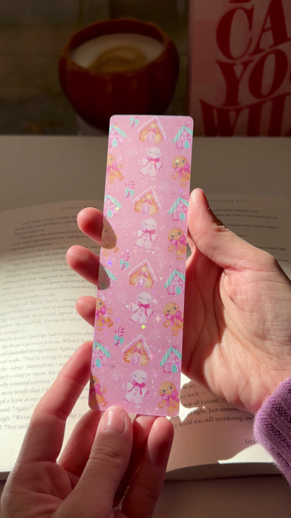 Pink Gingerbread House Bookmark