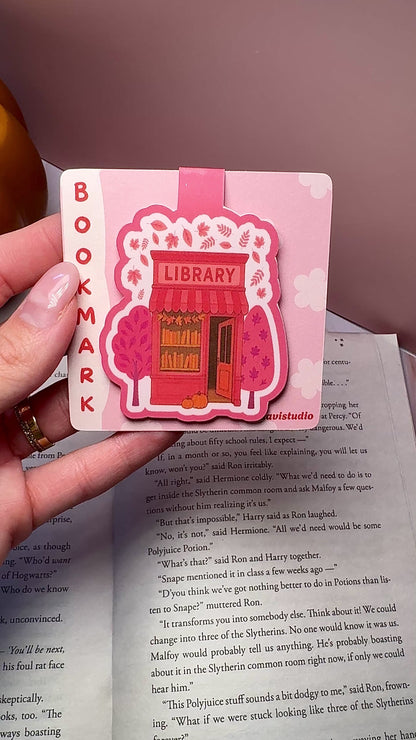 Little Pink Library Magnetic Bookmark 🏠💕