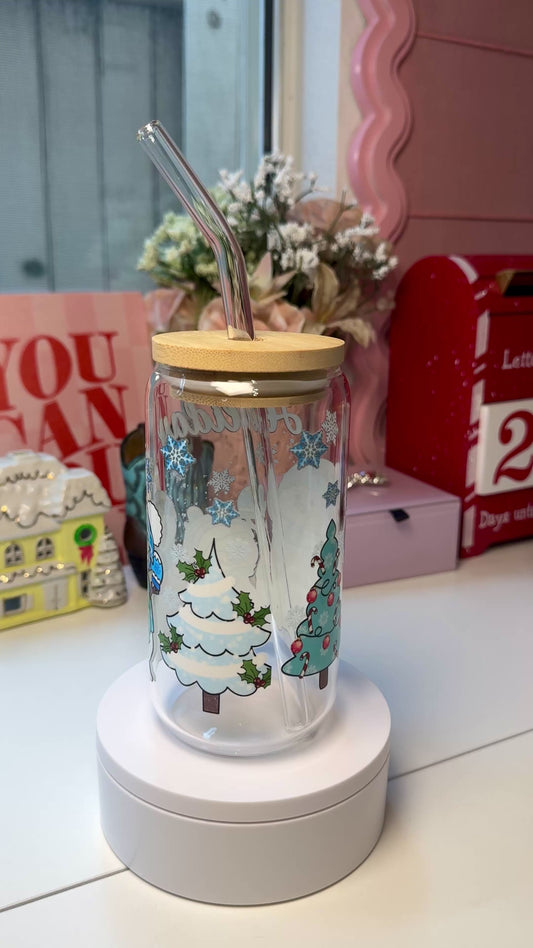 Frosty Friends Holiday Glass Cup
