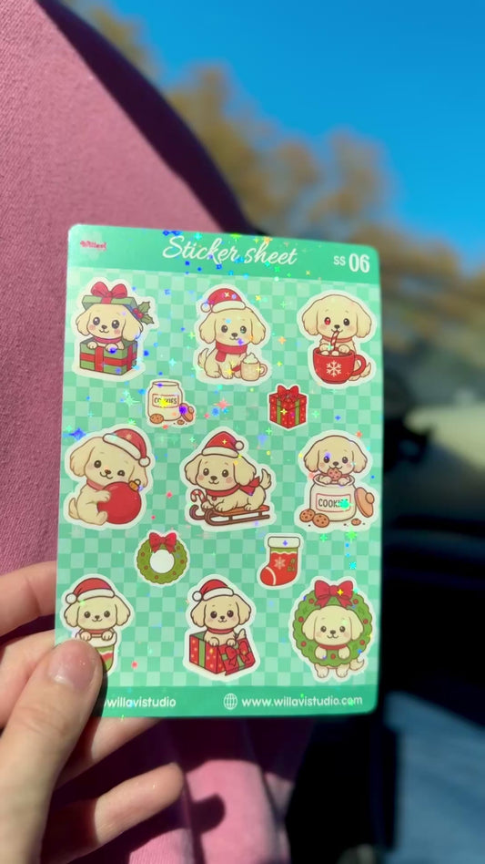 Christmas Puppy Sticker Sheet