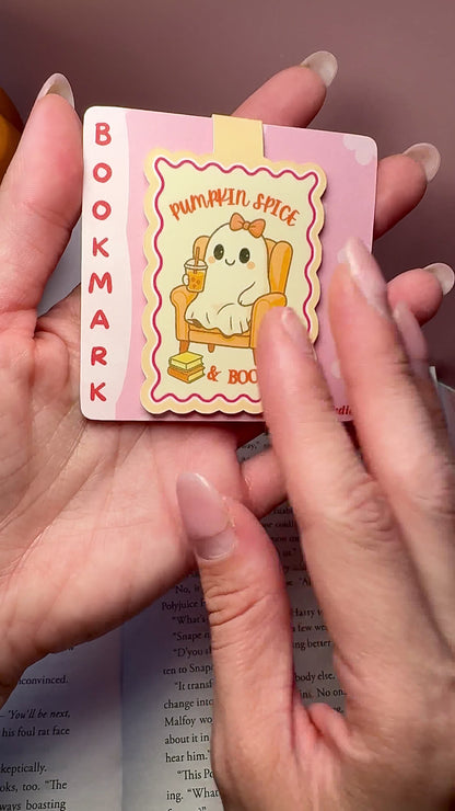 Pumpkin Spice Ghostie Magnetic Bookmark ☕👻